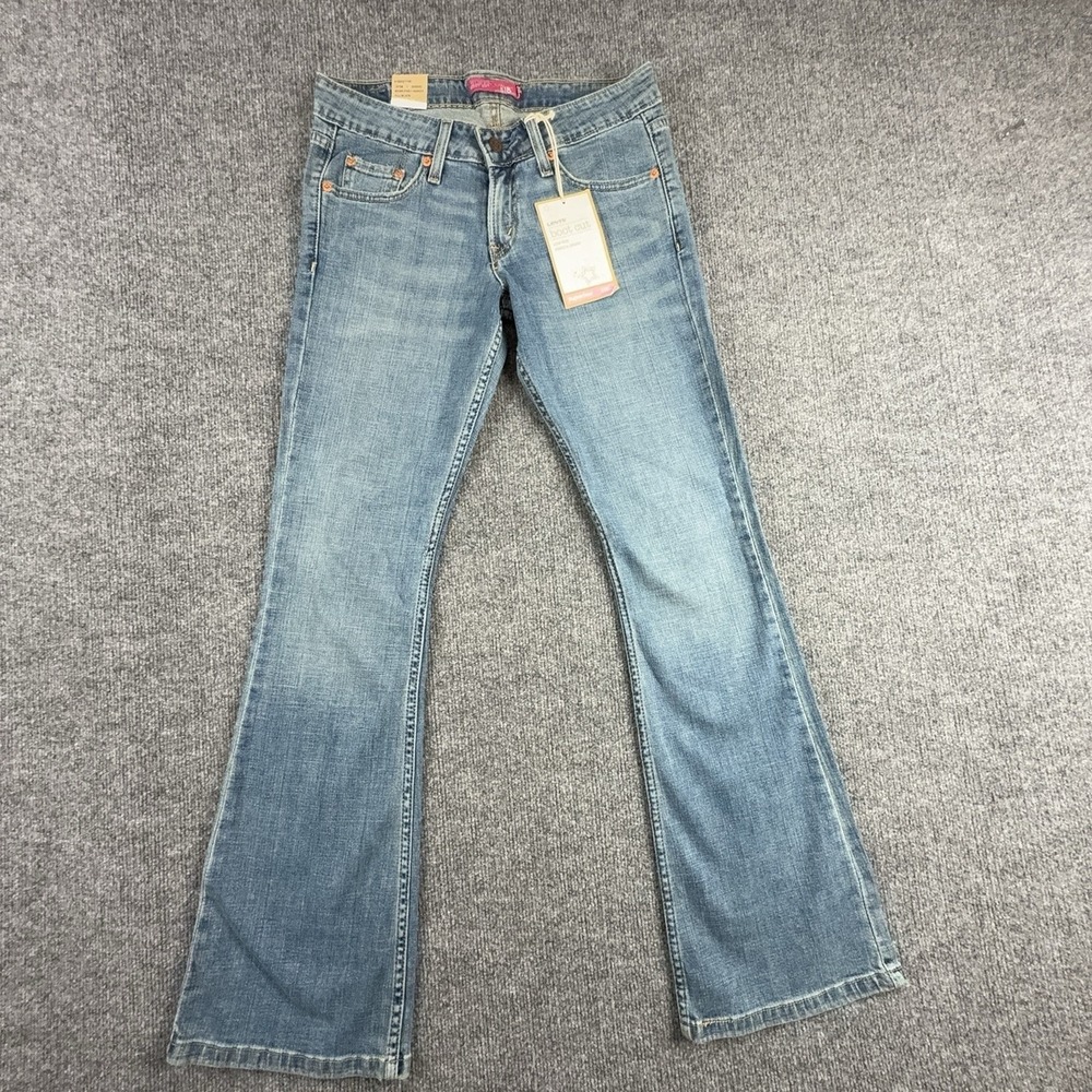 Y2K Levi's 518 Superlow Boot Cut Jeans Juniors 5 Light Blue Low Rise Stretch